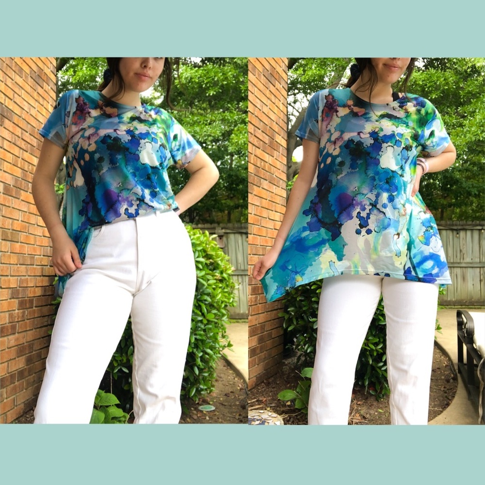 “ADORE” Floral Silk Top NWT